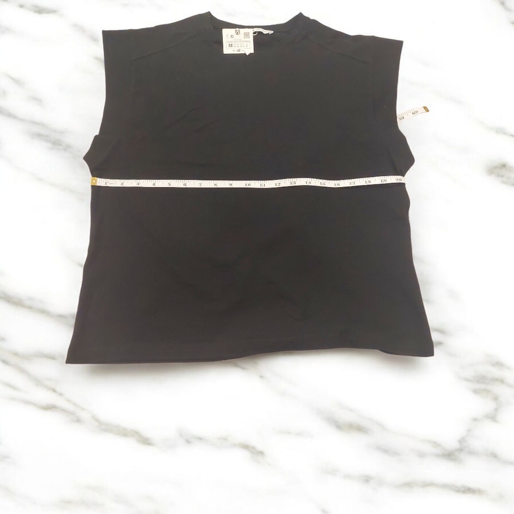 Zara Black Boxy Cap Sleeve Muscle Tee - Picture 6 of 7